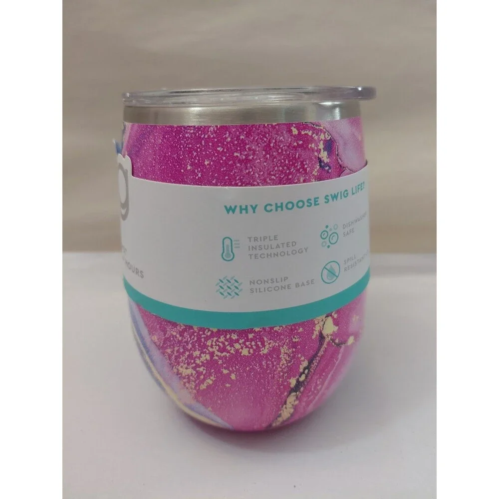 Swig Life Razzleberry Stemless Wine Cup w/Lid 14 oz Stainless Steel Insulated - Picture 2 of 9